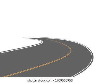 Roadway journey to the future. Asphalt street isolated on white background. Symbols Way to the goal of the end point. Path mean successful business planning Suitable for advertising and presentstation