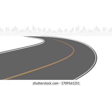 Roadway journey to the future. Asphalt street isolated on white background. Symbols Way to the goal of the end point. Path mean successful business planning Suitable for advertising and presentstation