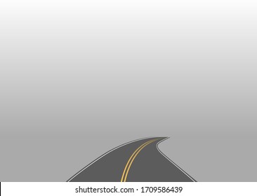 Roadway journey to the future. Asphalt street isolated on white background. Symbols Way to the goal of the end point. Path mean successful business planning Suitable for advertising and presentstation