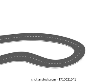 Roadway journey to the future. Asphalt street isolated on white background. Symbols Way to the goal of the end point. Path mean successful business planning Suitable for advertising and presentstation