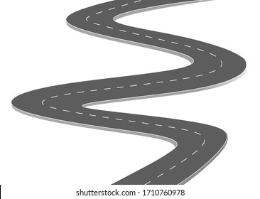 Roadway journey to the future. Asphalt street isolated on white background. Symbols Way to the goal of the end point. Path mean successful business planning Suitable for advertising and presentstation