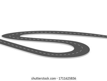Roadway journey to the future. Asphalt street isolated on white background. Symbols Way to the goal of the end point. Path mean successful business planning Suitable for advertising and presentstation