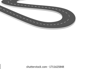 Roadway journey to the future. Asphalt street isolated on white background. Symbols Way to the goal of the end point. Path mean successful business planning Suitable for advertising and presentstation