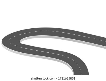 Roadway journey to the future. Asphalt street isolated on white background. Symbols Way to the goal of the end point. Path mean successful business planning Suitable for advertising and presentstation