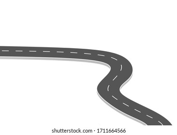 Roadway journey to the future. Asphalt street isolated on white background. Symbols Way to the goal of the end point. Path mean successful business planning Suitable for advertising and presentstation