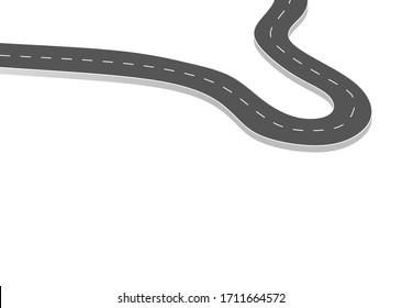 Roadway journey to the future. Asphalt street isolated on white background. Symbols Way to the goal of the end point. Path mean successful business planning Suitable for advertising and presentstation