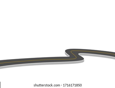 Roadway journey to the future. Asphalt street isolated on white background. Symbols Way to the goal of the end point. Path mean successful business planning Suitable for advertising and presentstation