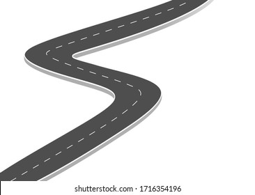 Roadway journey to the future. Asphalt street isolated on white background. Symbols Way to the goal of the end point. Path mean successful business planning Suitable for advertising and presentstation