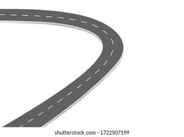 Roadway journey to the future. Asphalt street isolated on white background. Symbols Way to the goal of the end point. Path mean successful business planning Suitable for advertising and presentstation