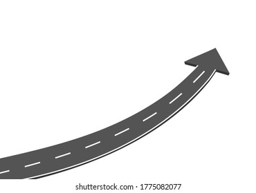 Roadway journey to the future. Asphalt street isolated on white background. Symbols Way to the goal of the end point. Path mean successful business planning Suitable for advertising and presentation