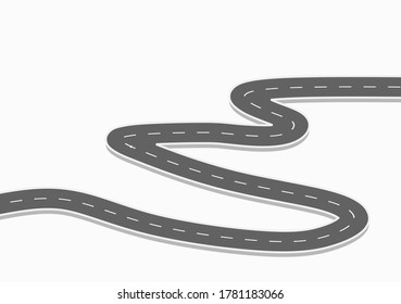 Roadway journey to the future. Asphalt street isolated on white background. Symbols Way to the goal of the end point. Path mean successful business planning Suitable for advertising and presentation