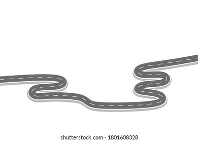 Roadway journey to the future. Asphalt street isolated on white background. Symbols Way to the goal of the end point. Path mean successful business planning Suitable for advertising and presentation