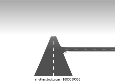 Roadway journey to the future. Asphalt street isolated on white background. Symbols Way to the goal of the end point. Path mean successful business planning Suitable for advertising and presentation