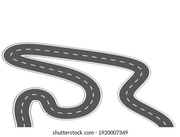 Roadway journey to the future. Asphalt street isolated on white background. Symbols Way to the goal of the end point. Path mean successful business planning Suitable for advertising and presentstation