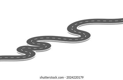 Roadway journey to the future. Asphalt street isolated on white background. Symbols Way to the goal of the end point. Path mean successful business planning Suitable for advertising and presentstation