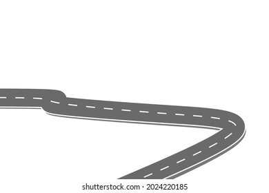 Roadway journey to the future. Asphalt street isolated on white background. Symbols Way to the goal of the end point. Path mean successful business planning Suitable for advertising and presentstation