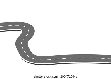 Roadway journey to the future. Asphalt street isolated on white background. Symbols Way to the goal of the end point. Path mean successful business planning Suitable for advertising and presentstation