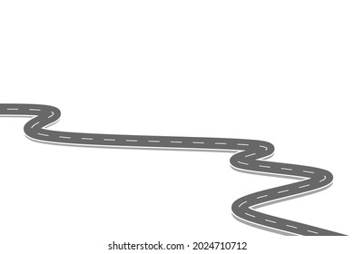 Roadway journey to the future. Asphalt street isolated on white background. Symbols Way to the goal of the end point. Path mean successful business planning Suitable for advertising and presentstation