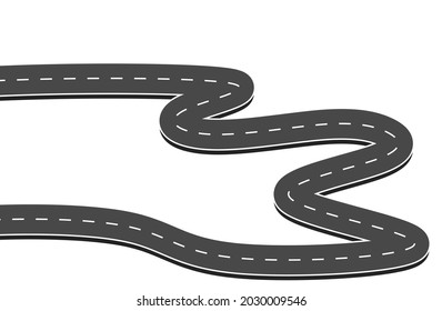Roadway journey to the future. Asphalt street isolated on white background. Symbols Way to the goal of the end point. Path mean successful business planning Suitable for advertising and presentstation