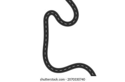Roadway journey to the future. Asphalt street isolated on white background. Symbols Way to the goal of the end point. Path mean successful business planning Suitable for advertising and presentstation