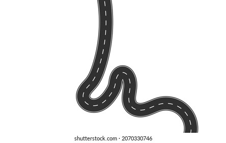 Roadway journey to the future. Asphalt street isolated on white background. Symbols Way to the goal of the end point. Path mean successful business planning Suitable for advertising and presentstation