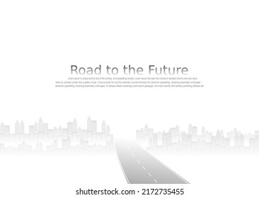 Roadway journey to the future. Asphalt street isolated on white background. Symbols Way to the goal of the end point. Path mean successful business planning Suitable for advertising and presentstation