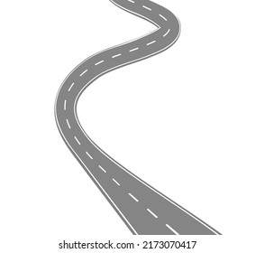 Roadway journey to the future. Asphalt street isolated on white background. Symbols Way to the goal of the end point. Path mean successful business planning Suitable for advertising and presentstation
