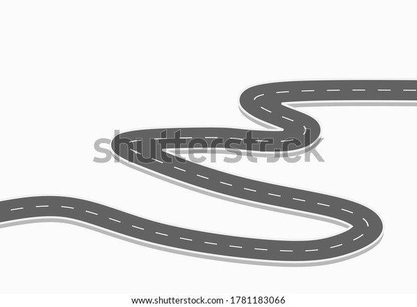 Roadway journey to the future. Asphalt\
street isolated on white background. Symbols Way to the goal of the\
end point. Path mean successful business planning Suitable for\
advertising and\
presentation