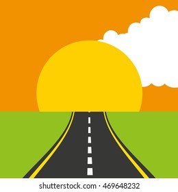 roadway landscape isolated icon vector illustration design