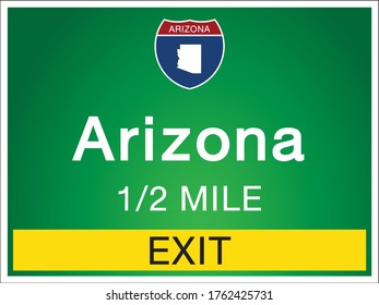 Roadway sign Welcome to Signage on the highway in american style Providing Arizona state information and maps On the green background of the sign vector art image illustration 