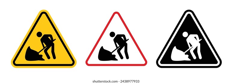 Roadwork Area Caution. Under Construction Traffic Alert. Ongoing Construction Warning