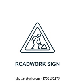 Roadwork Sign icon from work safety collection. Simple line element Roadwork Sign symbol for templates, web design and infographics