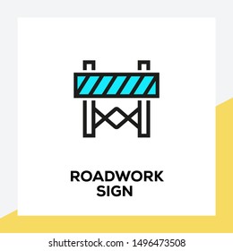 ROADWORK SIGN AND ILLUSTRATION ICON CONCEPT