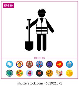 Roadworker in Safety Vest Icon