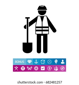 Roadworker in Safety Vest Icon