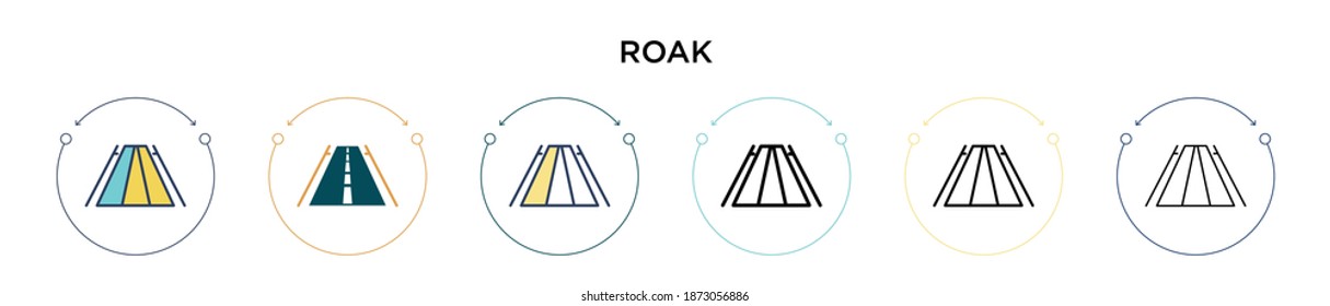 Roak icon in filled, thin line, outline and stroke style. Vector illustration of two colored and black roak vector icons designs can be used for mobile, ui, web
