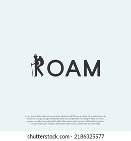 Roam logo vector, combining walking man or traveling man shape and letter R for Roam lettering