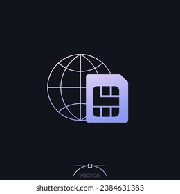 Roaming icon with SIM card, vector