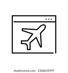 Roaming internet mode. Airplane in a web browser. Pixel perfect, editable stroke