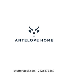 Roan Antelope with Home Real Estate logo design vector illustration