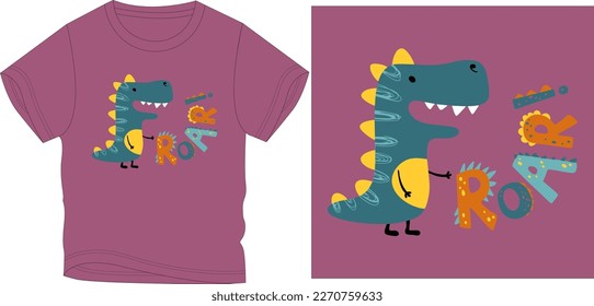 roar cute dyno Graphic design vector