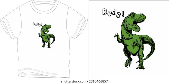 ROAR DINO t shirt graphic design vector illustration digital file