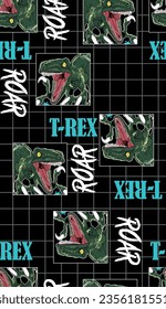 roar dinosaur modern prehistoric pattern boy