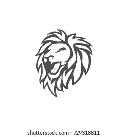 Roar Lion Head, Black And White, Vector Logo Design, Illustration, Template