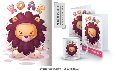 Roar lion - poster and merchandising. Vector eps 10