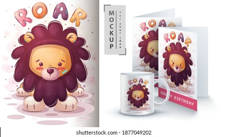 Roar lion - poster and merchandising. Vector eps 10