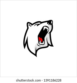 Roar Polar Bear Mascot Logo Vector, Animal Head Icon Beast Illustration Graphic Element