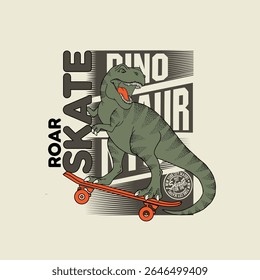 Roar Skate Dinosaur projeto de ilustração vetorial