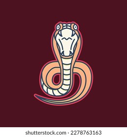 roar snake cobra reptile fang colorful sticker logo design vector