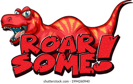 Dibujo de tipografía de palabras con carácter Tyrannosaurus Rex (T-Rex)